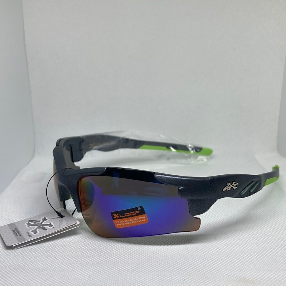 X-Loop Wrap Semi Rimless Mirrored Lens Sunglasses